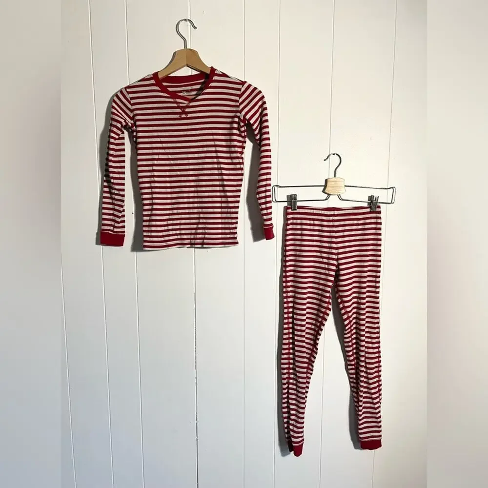 Primary red and white striped pajamas unisex organic cotton holiday Christmas